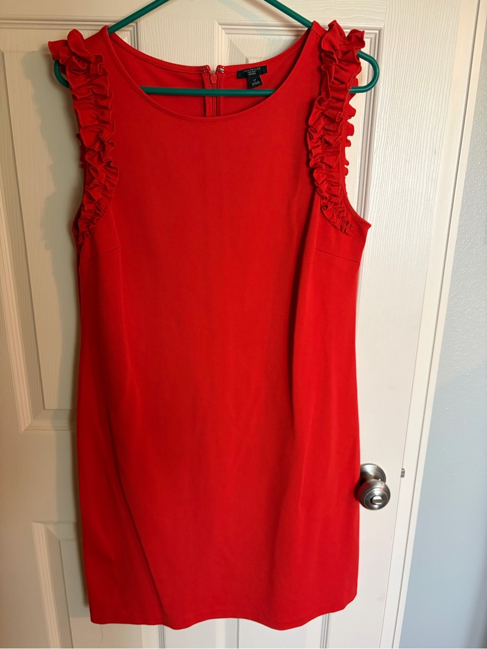 Ann Taylor Red Sleeveless Ruffle-Trim Mini Dress